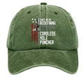 Vintage washed army green baseball cap with cordless hole puncher graphic design - L (58-60cm/Adjustable) / Washed Army Green (Cordless Hole Puncher)