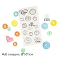 DIY silicone mold for buttons in heart and round shapes with colorful resin examples - Style 1 / Gray