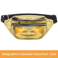 Waterproof holographic laser fanny pack in golden finish with adjustable nylon strap - Gold