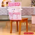 Pink reindeer Christmas chair cover with glitter scarf and antlers, 47x50cm size - Pink Reindeer Style 305C