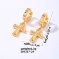 Dimensioni dettagliate degli orecchini a croce d'oro con 3,3cm di lunghezza e 6,3g - Stile Ciondolo a Croce Media (E01357-24)