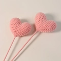 Handmade crochet pink heart flower stems for Teacher's Day gift decoration - Single Heart (Finished) / Pink
