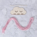 Organizer da parete rosa fai-da-te con tavola in legno a nuvola e frange in cotone - Rosa 3