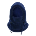 Thick navy blue fleece Balaclava winter hat with adjustable neck gaiter for women - One Size / Navy Blue