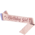 Dettaglio della fascia glitter oro rosa con scritta Birthday Girl e stelle - Calice Oro Rosa GIRL