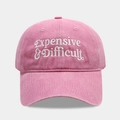 Faded pink cotton baseball cap with Expensive & Difficult embroidery in a classic soft top style - Adjustable / Pink