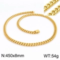 Collier chaîne NK dorée en acier inoxydable 8mm de large longueur 450mm - Collier Doré 450x8mm