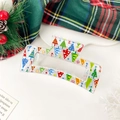 Christmas hair claw clip with colorful reindeer and tree prints on transparent acrylic - 8.5cm / Transparent Colorful Tree