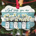Acrylic Christmas ornament with floral mason jars and Bible verses on wooden texture - Mason Jar Lily-Bible Chapter