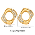 Detailed size specifications for 18K gold plated zircon crescent earrings with measurements - Irregular Geometric (KE1514)
