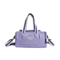 Borsa sportiva viola in nylon con tracolla rimovibile e toppa ricamata sulla parte anteriore - Viola