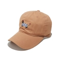 Dettaglio ricamo bassotto su un cappellino da baseball in cotone color kaki regolabile - M(56-58cm) / Arancione