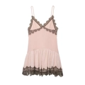 Dusty pink lace patchwork slip mini dress with pleated hem and v-neckline - XS / Pink