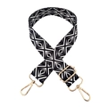 Adjustable black and white geometric pattern replacement strap with gold metal hooks - 5-Large Diamond