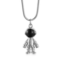 Colgante de astronauta de acero titanio con cadena de serpiente plateada y visor negro - Estilo Color Acero (KN117129-WGLD)