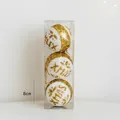 Lot de 3 boules de Noël dorées pailletées XMAS 8cm pour décoration de sapin - 8cm XMAS Pack de 3 / Doré