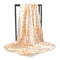 Elegant 90cm satin square scarf with cherry and paisley print on a creamy white base - 90*90cm / Snow Bud