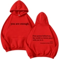 Sweat à capuche rouge avec citation positive imprimée au dos pour hommes et femmes - Rouge