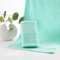 Mint green cotton towel set featuring soft terry texture and geometric border pattern - Weak Twist Fret Pattern Green / 34*74cm