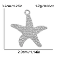Silver starfish pendant dimensions showing 3.2cm height and 2.9cm width with texture - S1777-S (Steel Color) / Silver