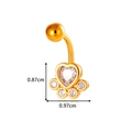 Gold heart-shaped paw print navel ring with sparkling cubic zirconia crystals - Gold Heart Paw Print (0199-1#金)