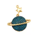 Gold-plated planet pendant with light blue turquoise beads and a star-shaped top - Turquoise Planet