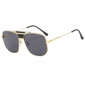 Occhiali da sole aviator classici con montatura in metallo dorato e doppio ponte nero - Occhiali da sole / Montatura Nero Oro Lenti Nero Grigio