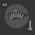 Detailed size view of G23 titanium labret stud with zircon crown and chain pendant - Steel Color (NO-7)