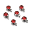 Ciondolo pietra natale in cristallo rosso 6 mm con base in metallo argento per DIY - Base in Acciaio Rosso