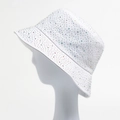 Sombrero de pescador blanco en algodón con diamantes de arcoíris y estilo Y2K - Diamante de Imitación Irisado Blanco
