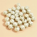 White and gold soccer pattern acrylic beads for DIY sports jewelry bracelets - 10mm Football White Background Gold Line
