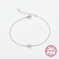 Adjustable 925 sterling silver chain bracelet with a cubic zirconia H letter pendant - Letter H / White Gold
