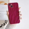 Modern deep pink wrinkled silicone protective case for iPhone 15 Pro Max handheld view - Red / iPhone 15