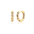 Detailed macro view of gold-plated S925 silver hoop earrings with purple zircon stones - Purple