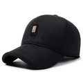 Herren Winter Baseballkappe in Schwarz mit Ohrenschützern und Vintage Golf Sport Logo - Verstellbar / Schwarz