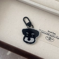 Cartoon Schnauzer dog acrylic keychain with a matte black metal clasp for bags - Schnauzer