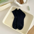 Calcetines de algodón negro de media pantorrilla con borde de volantes mujer - Talla única / Negro