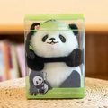 Niedliches Panda-Plüschtier in einer grünen transparenten Geschenkbox aus Kunststoff - Geschenkbox Panda - Huahua-Stil / 15cm