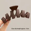 13cm large coffee brown matte shark hair claw clip held in hand for size display - 13CM Large N-Shape / Matte Dark Coffee