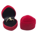 Elegant red heart-shaped velvet ring box with black sponge insert for jewelry storage - Black / High-grade Small Heart Ring Box / Red