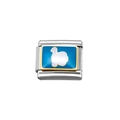 Italian modular charm link with blue enamel and golden alpaca silhouette design - Alpaca Style (Y250)