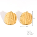 Textured 18K gold plated stainless steel round earrings with irregular ripple design - E664-47(Water Ripple Disc)