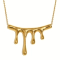 Elegante collar de acero inoxidable chapado en oro de 18K con colgante de gota líquida - Collar con Colgante de Cascada / Dorado