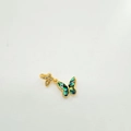 Macro view of 18K gold-plated double butterfly pendant with iridescent shell inlay - Gold Butterfly (Abalone Shell)