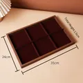 Walnut wood jewelry tray with 6 slots and dark red velvet lining, 35x24x2.5cm - 6-Grid Tray