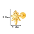 Golden leaf titanium labret stud earring with 0.84cm height and 0.68cm width dimensions - Leaf Shape (T2525-7#) / Gold