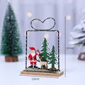 Lámpara de mesa corazón de Navidad con Papá Noel en base de madera, 12x17cm - Estilo Papá Noel (HG18-707B)