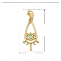 Detailed size parameters of gold stainless steel evil eye pendant with turquoise stone - Evil Eye Green Stone Rhinestone-YF004-2