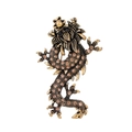 Antique gold dragon brooch with brown rhinestones in vintage enamel finish - Antique Gold/Brown Rhinestone