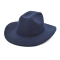 Vista superior de un clásico sombrero vaquero occidental de fieltro de lana azul marino ala ancha - M(56-58cm) / Azul marino